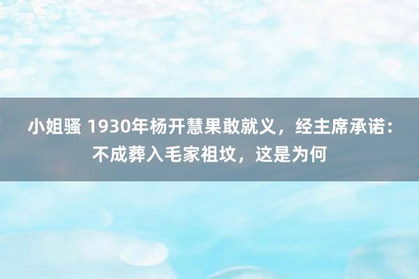 小姐骚 1930年杨开慧果敢就义，经主席承诺：不成葬入毛家祖坟，这是为何