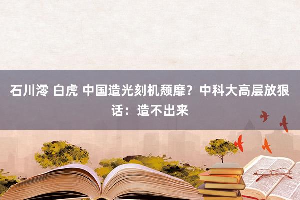 石川澪 白虎 中国造光刻机颓靡？中科大高层放狠话：造不出来