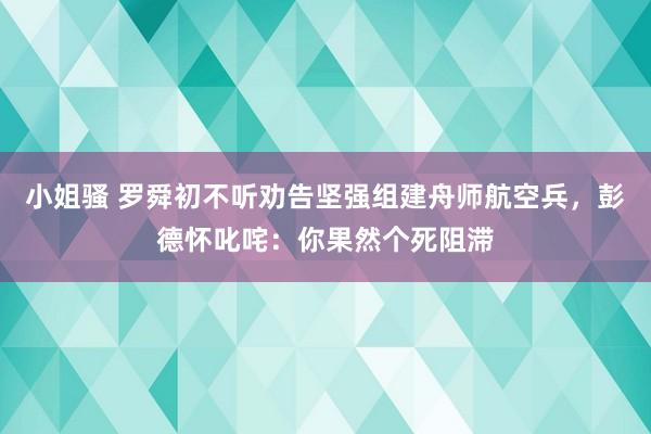 小姐骚 罗舜初不听劝告坚强组建舟师航空兵，彭德怀叱咤：你果然个死阻滞