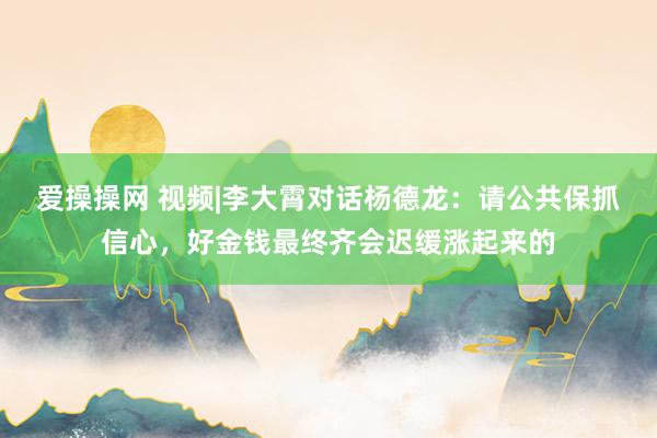 爱操操网 视频|李大霄对话杨德龙：请公共保抓信心，好金钱最终齐会迟缓涨起来的