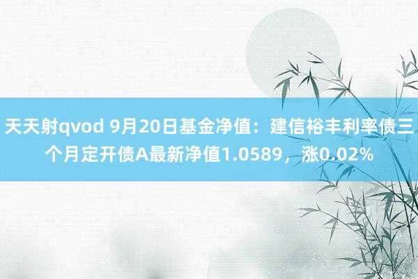 天天射qvod 9月20日基金净值：建信裕丰利率债三个月定开债A最新净值1.0589，涨0.02%