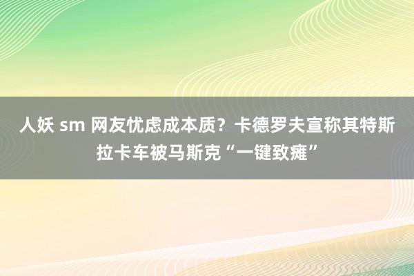 人妖 sm 网友忧虑成本质？卡德罗夫宣称其特斯拉卡车被马斯克“一键致瘫”