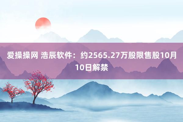 爱操操网 浩辰软件：约2565.27万股限售股10月10日解禁