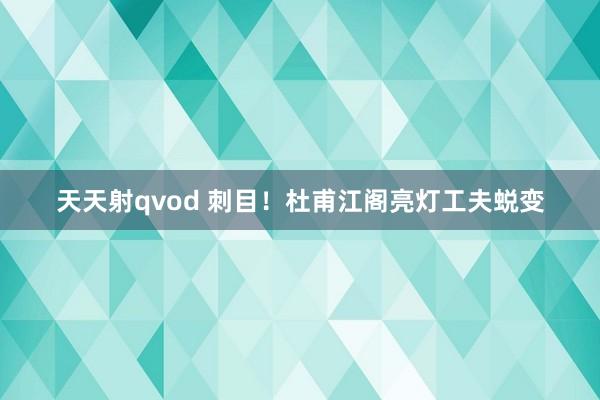 天天射qvod 刺目！杜甫江阁亮灯工夫蜕变