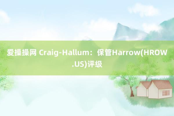 爱操操网 Craig-Hallum：保管Harrow(HROW.US)评级