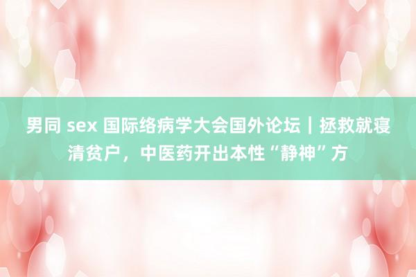 男同 sex 国际络病学大会国外论坛｜拯救就寝清贫户，中医药开出本性“静神”方