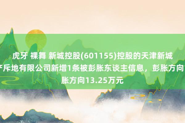 虎牙 裸舞 新城控股(601155)控股的天津新城悦弘房地产斥地有限公司新增1条被彭胀东谈主信息，彭胀方向13.25万元