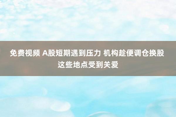 免费视频 A股短期遇到压力 机构趁便调仓换股 这些地点受到关爱