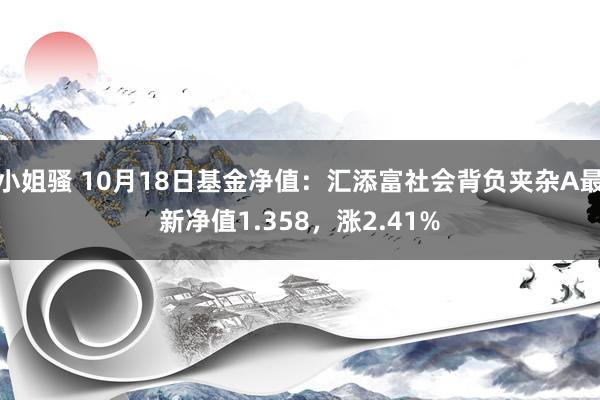 小姐骚 10月18日基金净值：汇添富社会背负夹杂A最新净值1.358，涨2.41%