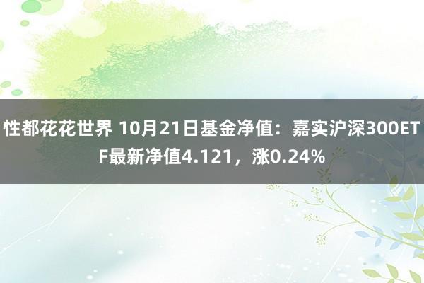 性都花花世界 10月21日基金净值：嘉实沪深300ETF最新净值4.121，涨0.24%