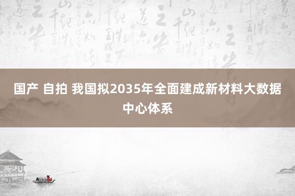 国产 自拍 我国拟2035年全面建成新材料大数据中心体系