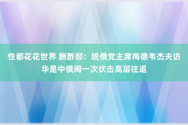 性都花花世界 酬酢部：统俄党主席梅德韦杰夫访华是中俄间一次伏击高层往返