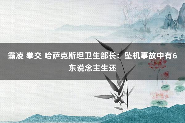 霸凌 拳交 哈萨克斯坦卫生部长：坠机事故中有6东说念主生还