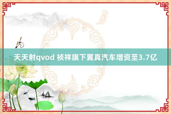 天天射qvod 祯祥旗下翼真汽车增资至3.7亿