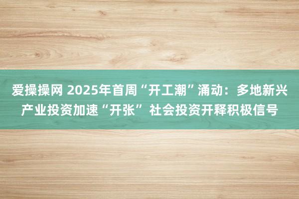 爱操操网 2025年首周“开工潮”涌动：多地新兴产业投资加速“开张” 社会投资开释积极信号