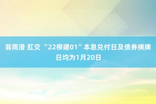 翁雨澄 肛交 “22柳建01”本息兑付日及债券摘牌日均为1月20日