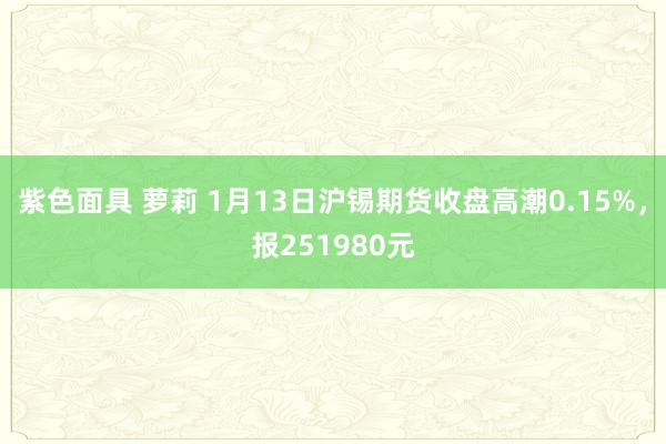 紫色面具 萝莉 1月13日沪锡期货收盘高潮0.15%，报251980元