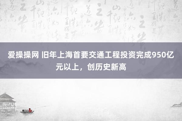 爱操操网 旧年上海首要交通工程投资完成950亿元以上，创历史新高