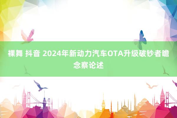 裸舞 抖音 2024年新动力汽车OTA升级破钞者瞻念察论述